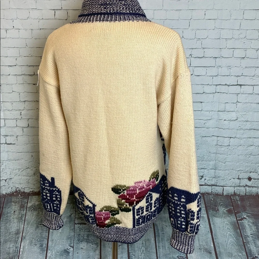 Vintage Hand Knitted South Wool 100% Virgin Wool Graphic Homestead Sweater Sz S - Picture 8 of 16